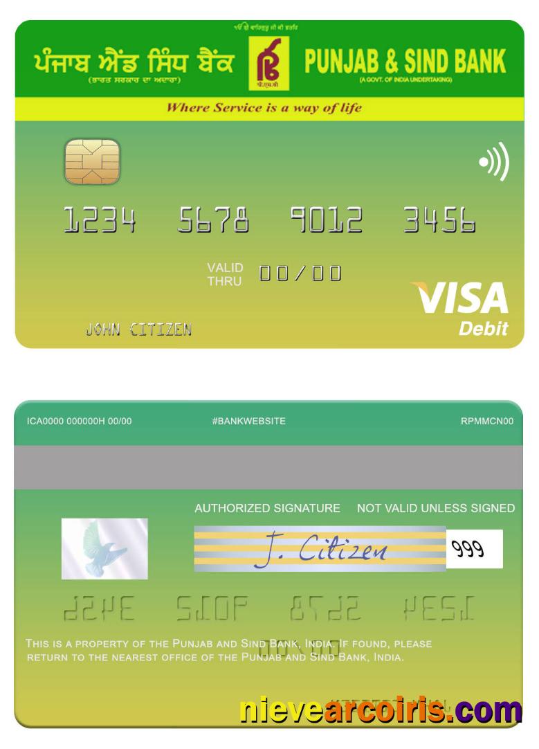 India Punjab and Sind Bank visa debit card